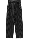 Alex Perry Crystal Pinstripe Velvet Wide-leg Tailored Trousers In Black