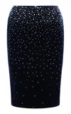 Alex Perry Crystal-embellished Velvet Midi Skirt In Navy