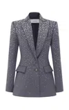 Alex Perry Crystal-embellished Wool-blend Blazer In Grey