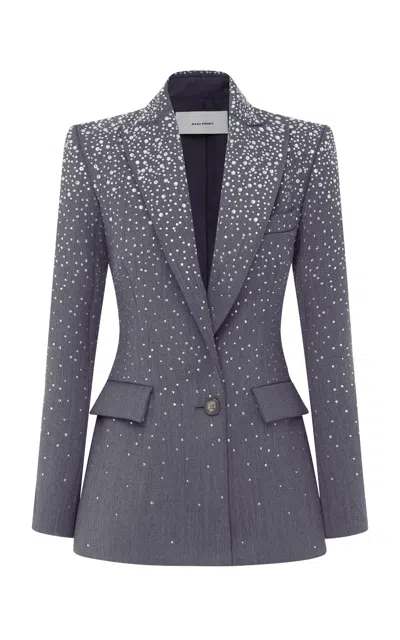 Alex Perry Crystal-embellished Wool-blend Blazer In Grey