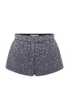 Alex Perry Crystal-embellished Wool-blend Mini Shorts In Grey