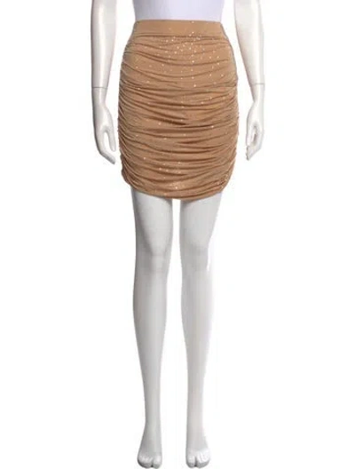 Pre-owned Alex Perry Crystal Embellishments Mini Skirt In Neutral