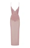 Alex Perry Crystal Mesh Maxi Dress In Pink