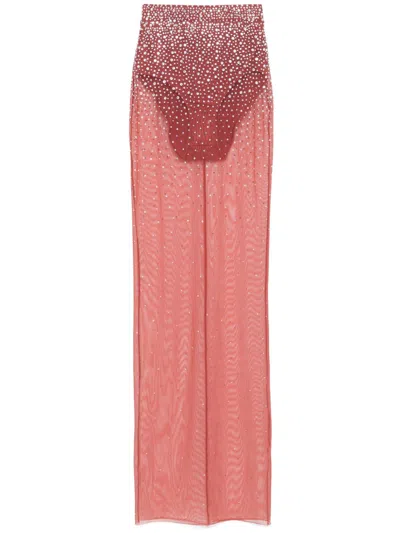 Alex Perry Crystal Mesh Maxi Skirt In Pink