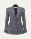 Alex Perry Single Breasted Fitted Blazer Crystal Suiting In Slate Grey In Gray