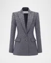 Alex Perry Single Breasted Fitted Blazer Crystal Suiting In Slate Grey In Gray
