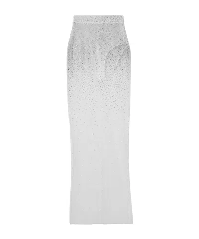 Alex Perry Crystal-embellished Mesh Maxi Skirt In White