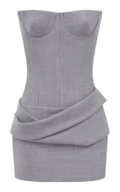 Alex Perry Cupped Corseted Wool Mini Dress