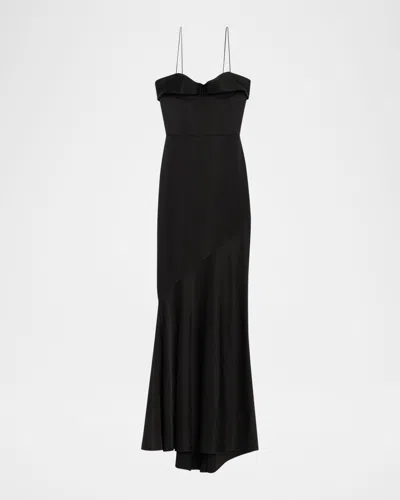 Alex Perry Cupped Draped Satin Gown In Black