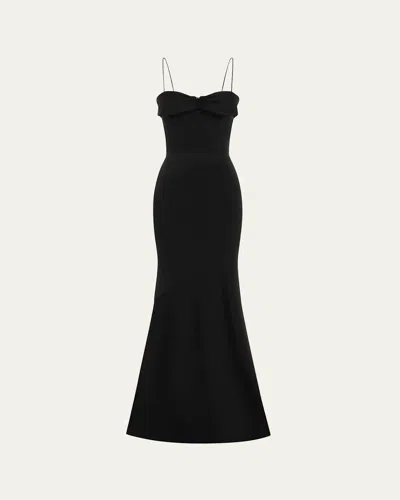Alex Perry Cupped Draped Satin Gown In Black