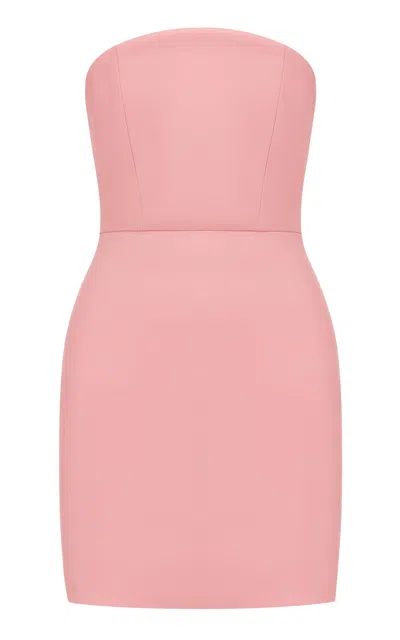 Alex Perry Curved Leather Mini Dress In Pink
