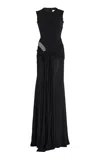Alex Perry Cut-out Draped Jersey Gown In Black