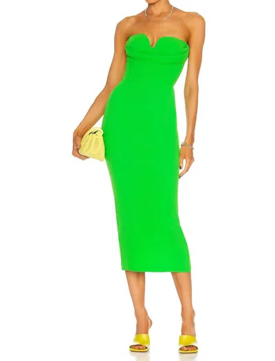 Alex Perry Darcy Stretch Crepe Sweetheart Drape Strapless Dress In Green