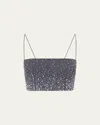 Alex Perry Degrade Crystal Suiting Crop Top In Gray