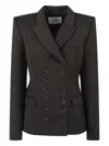 Alex Perry Double-breasted Wool Blazer In Brown