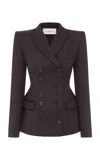 Alex Perry Double-breasted Wool-blend Blazer In Brown
