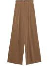 Alex Perry Double-pleat Satin Trousers In Brown