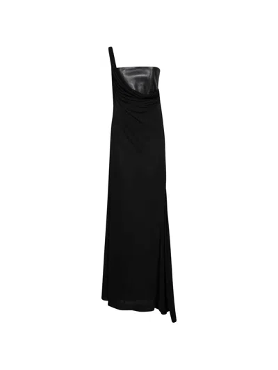 Alex Perry Draped Asymmetric Maxi Dress In Schwarz