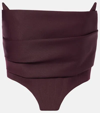Alex Perry Draped Bustier In Burgundy