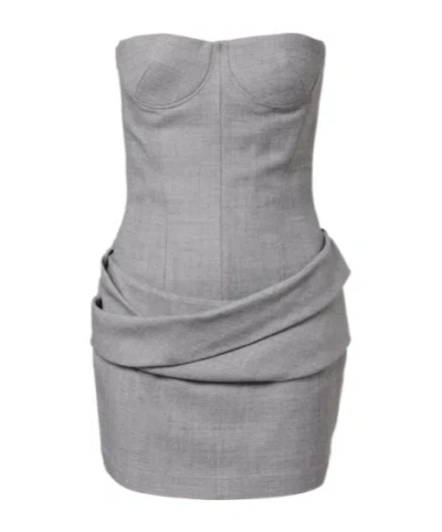 Alex Perry Cupped Draped Mini Dress In Gray