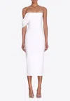 Alex Perry Draped Corset Strapless Midi Dress In White