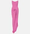 Alex Perry Strapless Corset Asymmetrical Maxi Dress In Pink