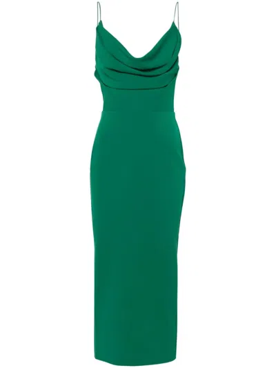 Alex Perry Draped Crepe Dress In Green