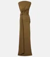 Alex Perry Draped Crêpe Jersey Gown In Brown