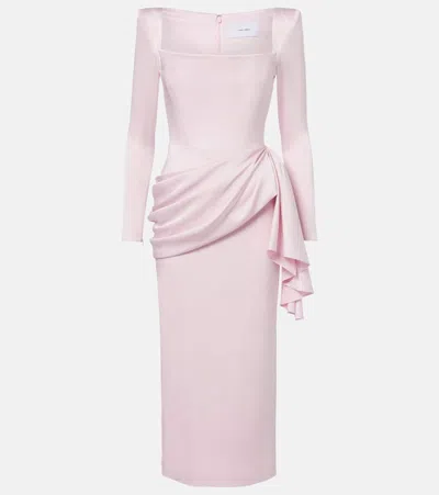 Alex Perry Draped Crêpe Satin Midi Dress In Animal Print