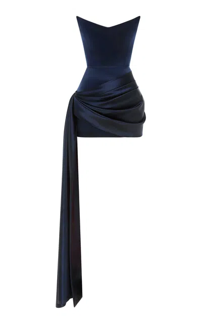 ALEX PERRY DRAPED DUCHESS SATIN MINI DRESS