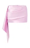 Alex Perry Draped Duchess Satin Mini Skirt In Light Pink