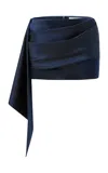 Alex Perry Draped Duchess Satin Mini Skirt In Navy