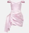 Alex Perry Off-the-shoulder Draped Duchesse Satin Mini Dress In Pink