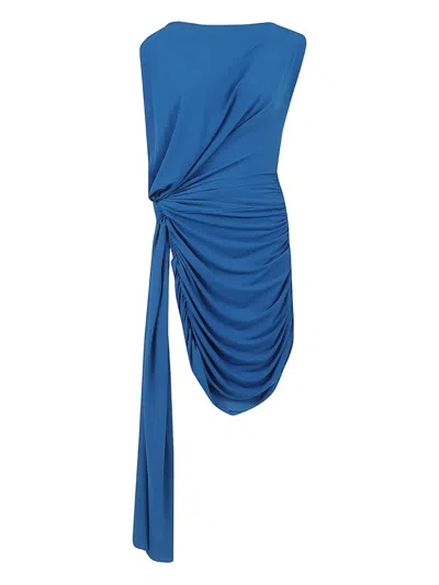 Alex Perry Draped Knot Mini Dress In Blue