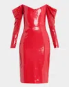 Alex Perry Draped Off-the-shoulder Sequin Dress In Red