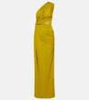Alex Perry Draped One-shoulder Crêpe Jersey Gown In Green