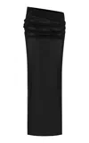 Alex Perry Draped Power Mesh Maxi Skirt In Black