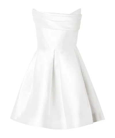 Alex Perry Strapless Draped Sateen Mini Dress In White