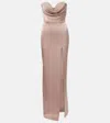 Alex Perry Draped Satin Bustier Gown In Neutral