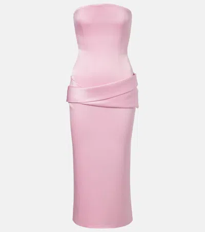 Alex Perry Draped Satin Crêpe Bustier Dress In Pink