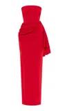 Alex Perry Draped Satin Crepe Corset Gown In Red