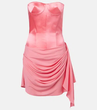 Alex Perry Draped Silk Corset Dress In Pink