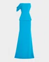 Alex Perry Draped Crepe Corset Gown In Blue