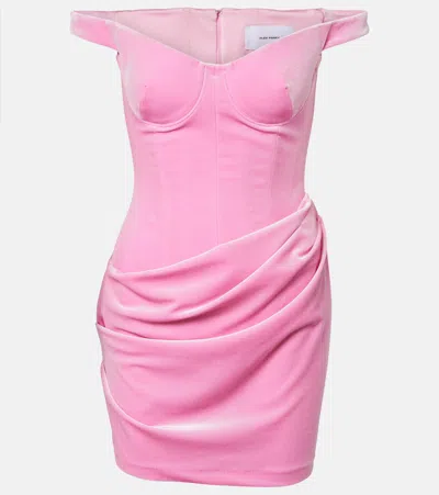 Alex Perry Draped Velvet Bustier Dress In Pink