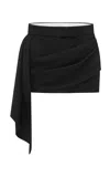 Alex Perry Draped Wool Suiting Mini Skirt In Black