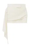 Alex Perry Draped Wool Suiting Mini Skirt In Off-white