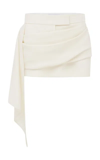 Alex Perry Draped Wool Suiting Mini Skirt In Off-white