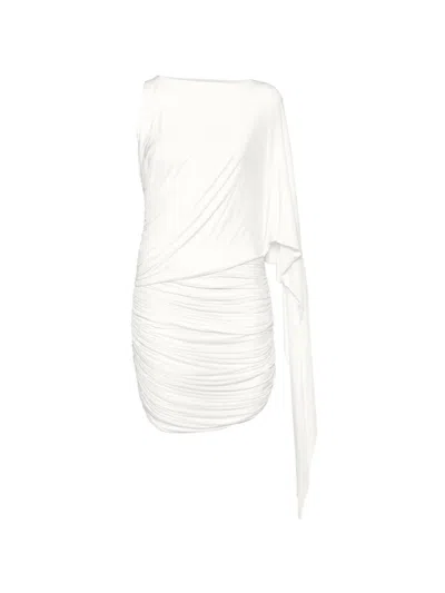 Alex Perry Drape-sleeve Mini Dress In White