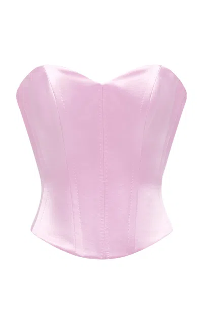 Alex Perry Duchess Satin Corset Top In Light Pink