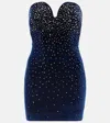 Alex Perry Crystal-embellished Velvet Mini Dress In Blue